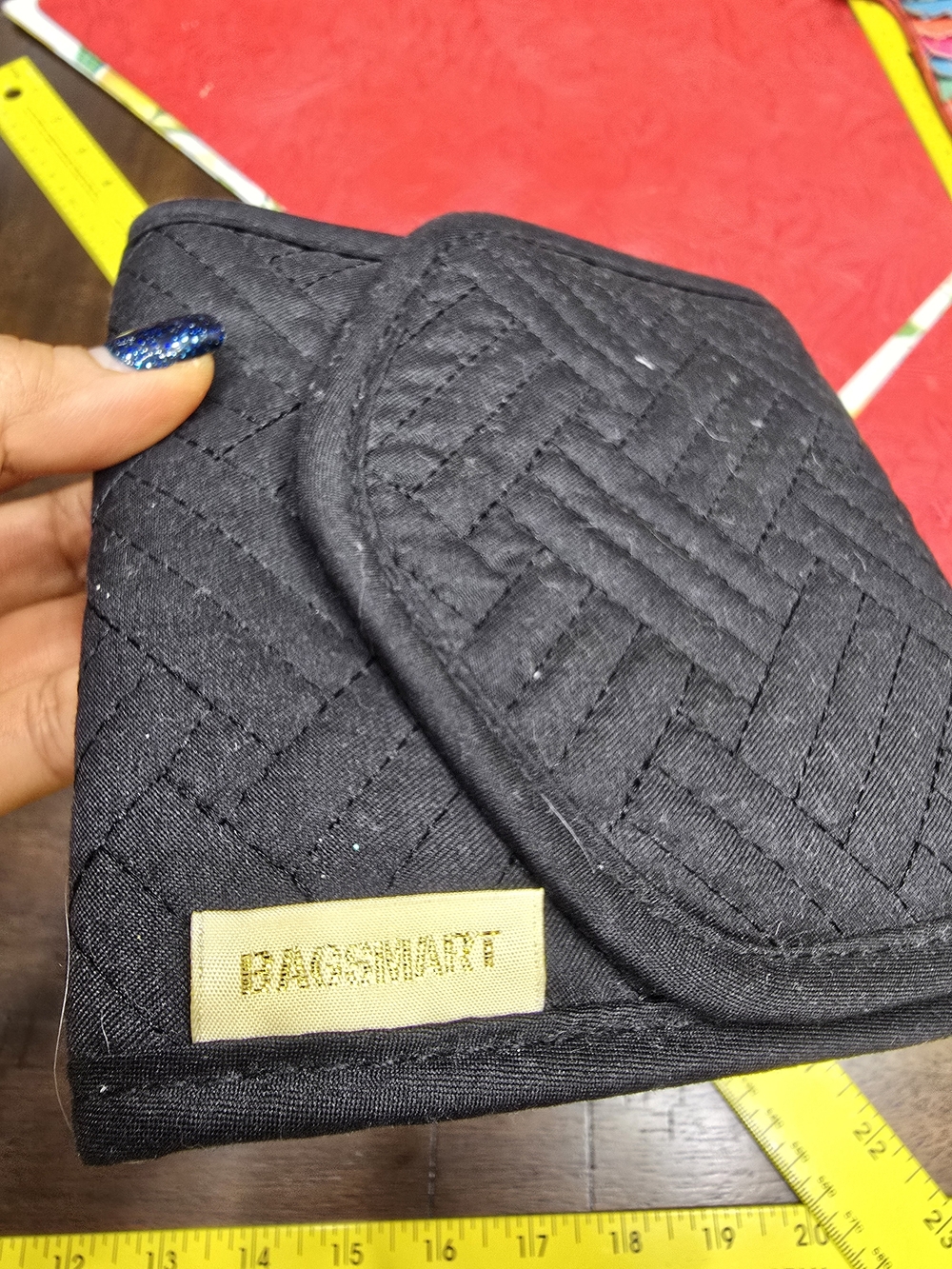 BagSmart Quilted Black Cosmetic Pouch